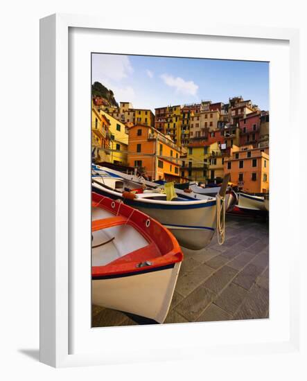 Fishing Boats at Rest in Manarola in Cinque Terre, Tuscany, Italy-Richard Duval-Framed Photographic Print