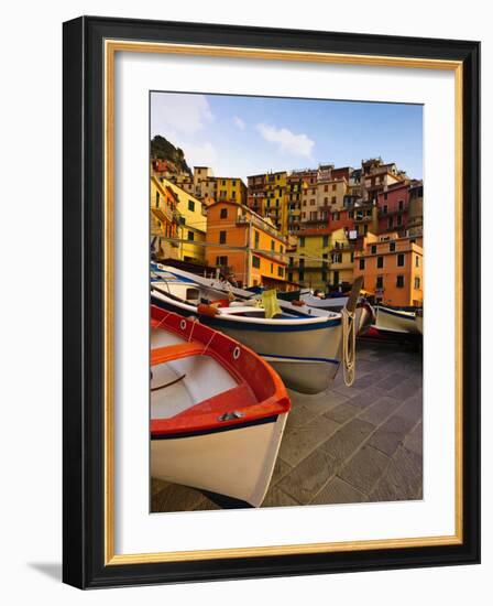 Fishing Boats at Rest in Manarola in Cinque Terre, Tuscany, Italy-Richard Duval-Framed Photographic Print