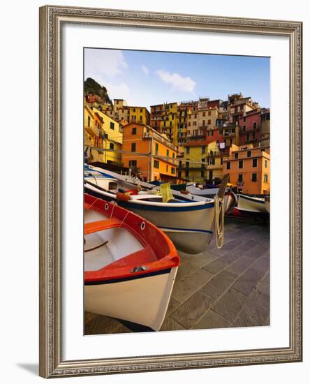 Fishing Boats at Rest in Manarola in Cinque Terre, Tuscany, Italy-Richard Duval-Framed Photographic Print