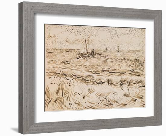 Fishing Boats at Saintes-Maries-De-La-Mer, 1888 (Pen and Ink and Pencil on Paper)-Vincent van Gogh-Framed Giclee Print