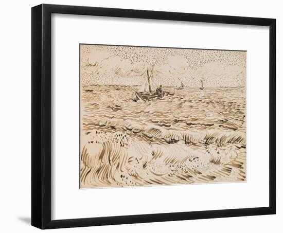 Fishing Boats at Saintes-Maries-De-La-Mer, 1888 (Pen and Ink and Pencil on Paper)-Vincent van Gogh-Framed Giclee Print