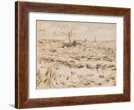 Fishing Boats at Saintes-Maries-De-La-Mer, 1888 (Pen and Ink and Pencil on Paper)-Vincent van Gogh-Framed Giclee Print