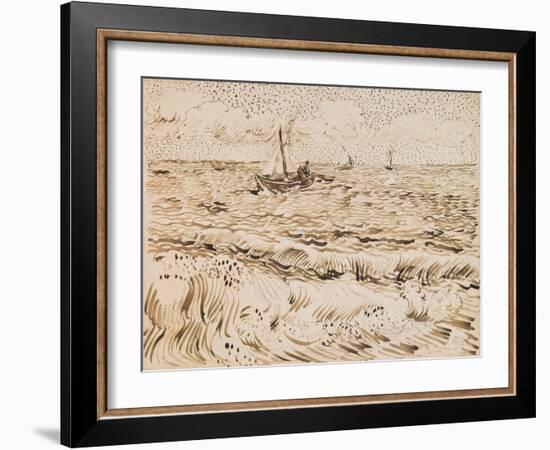 Fishing Boats at Saintes-Maries-De-La-Mer, 1888 (Pen and Ink and Pencil on Paper)-Vincent van Gogh-Framed Giclee Print