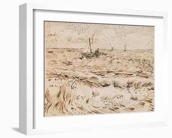 Fishing Boats at Saintes-Maries-De-La-Mer, 1888 (Pen and Ink and Pencil on Paper)-Vincent van Gogh-Framed Giclee Print