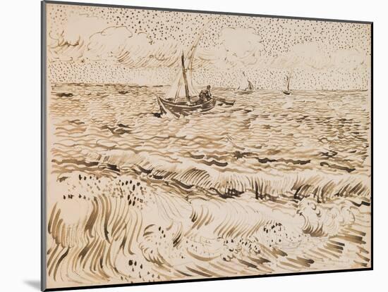 Fishing Boats at Saintes-Maries-De-La-Mer, 1888 (Pen and Ink and Pencil on Paper)-Vincent van Gogh-Mounted Giclee Print
