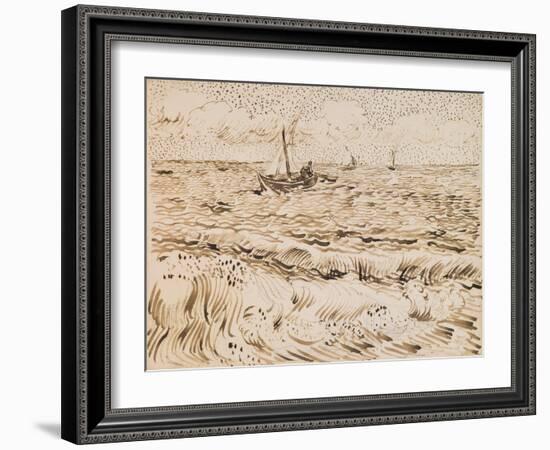 Fishing Boats at Saintes-Maries-De-La-Mer, 1888 (Pen and Ink and Pencil on Paper)-Vincent van Gogh-Framed Giclee Print