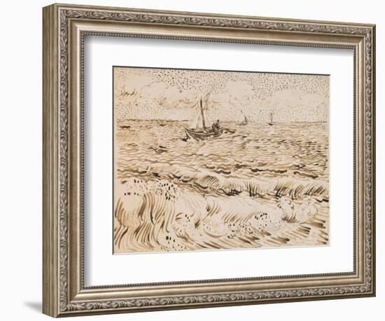 Fishing Boats at Saintes-Maries-De-La-Mer, 1888 (Pen and Ink and Pencil on Paper)-Vincent van Gogh-Framed Giclee Print