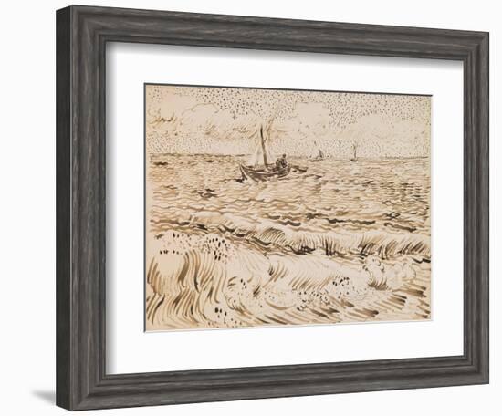 Fishing Boats at Saintes-Maries-De-La-Mer, 1888 (Pen and Ink and Pencil on Paper)-Vincent van Gogh-Framed Giclee Print