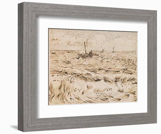 Fishing Boats at Saintes-Maries-De-La-Mer, 1888 (Pen and Ink and Pencil on Paper)-Vincent van Gogh-Framed Giclee Print