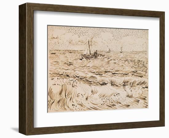 Fishing Boats at Saintes-Maries-De-La-Mer, 1888 (Pen and Ink and Pencil on Paper)-Vincent van Gogh-Framed Giclee Print