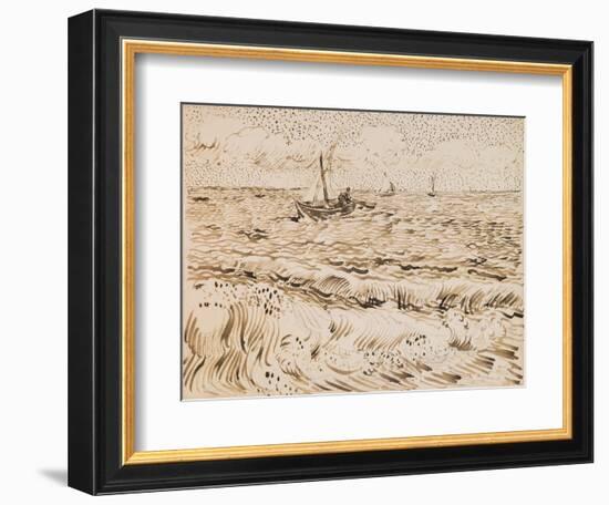 Fishing Boats at Saintes-Maries-De-La-Mer, 1888 (Pen and Ink and Pencil on Paper)-Vincent van Gogh-Framed Giclee Print