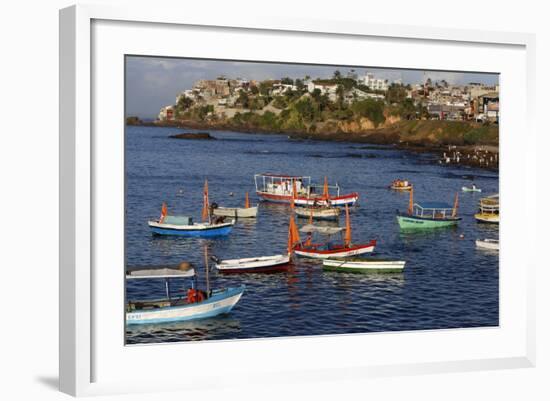 Fishing Boats at Sea During Lemanja Festival on Rio Vermelho Beach-Godong-Framed Photographic Print