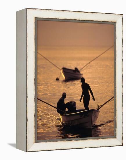 Fishing Boats at Sunset in Man O'War Bay, Tobago, Caribbean-Greg Johnston-Framed Premier Image Canvas