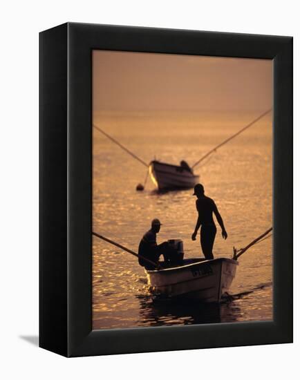 Fishing Boats at Sunset in Man O'War Bay, Tobago, Caribbean-Greg Johnston-Framed Premier Image Canvas