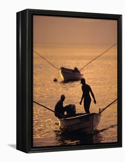 Fishing Boats at Sunset in Man O'War Bay, Tobago, Caribbean-Greg Johnston-Framed Premier Image Canvas