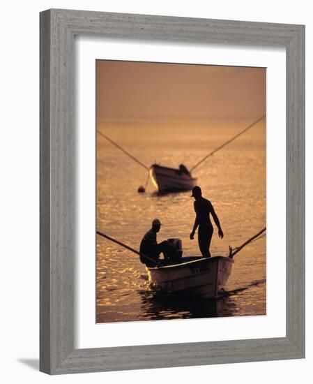 Fishing Boats at Sunset in Man O'War Bay, Tobago, Caribbean-Greg Johnston-Framed Photographic Print