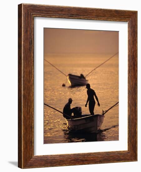 Fishing Boats at Sunset in Man O'War Bay, Tobago, Caribbean-Greg Johnston-Framed Photographic Print