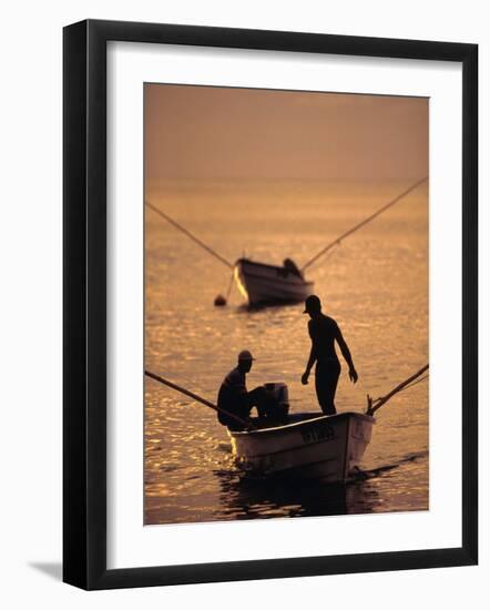 Fishing Boats at Sunset in Man O'War Bay, Tobago, Caribbean-Greg Johnston-Framed Photographic Print