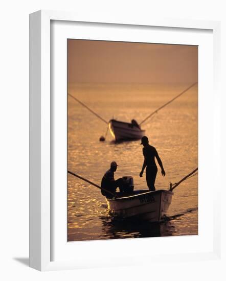 Fishing Boats at Sunset in Man O'War Bay, Tobago, Caribbean-Greg Johnston-Framed Photographic Print