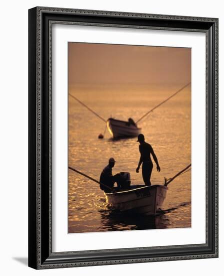 Fishing Boats at Sunset in Man O'War Bay, Tobago, Caribbean-Greg Johnston-Framed Photographic Print