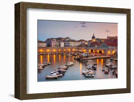 Fishing boats at sunset in the Old Port, Dubrovnik Old Town, UNESCO World Heritage Site, Dubrovnik,-Neale Clark-Framed Photographic Print