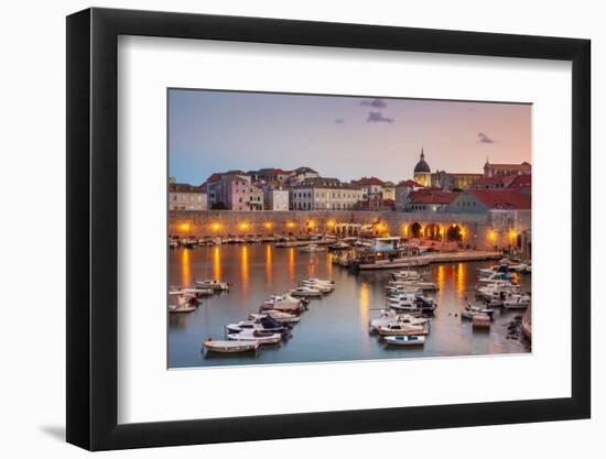 Fishing boats at sunset in the Old Port, Dubrovnik Old Town, UNESCO World Heritage Site, Dubrovnik,-Neale Clark-Framed Photographic Print