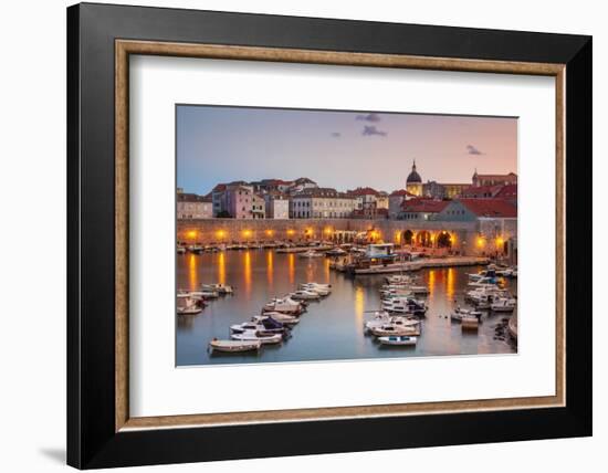 Fishing boats at sunset in the Old Port, Dubrovnik Old Town, UNESCO World Heritage Site, Dubrovnik,-Neale Clark-Framed Photographic Print