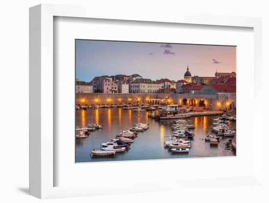 Fishing boats at sunset in the Old Port, Dubrovnik Old Town, UNESCO World Heritage Site, Dubrovnik,-Neale Clark-Framed Photographic Print