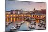 Fishing boats at sunset in the Old Port, Dubrovnik Old Town, UNESCO World Heritage Site, Dubrovnik,-Neale Clark-Mounted Photographic Print