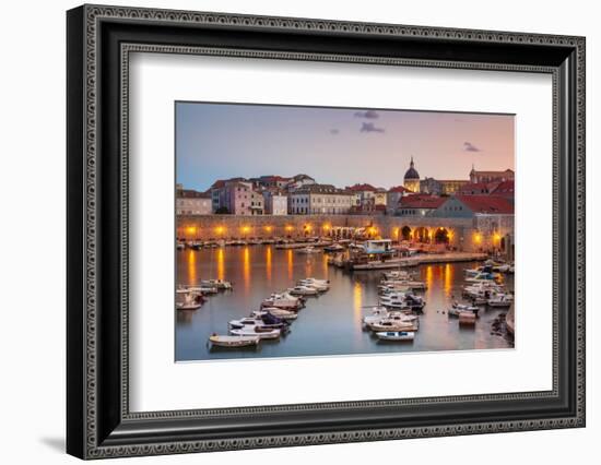 Fishing boats at sunset in the Old Port, Dubrovnik Old Town, UNESCO World Heritage Site, Dubrovnik,-Neale Clark-Framed Photographic Print