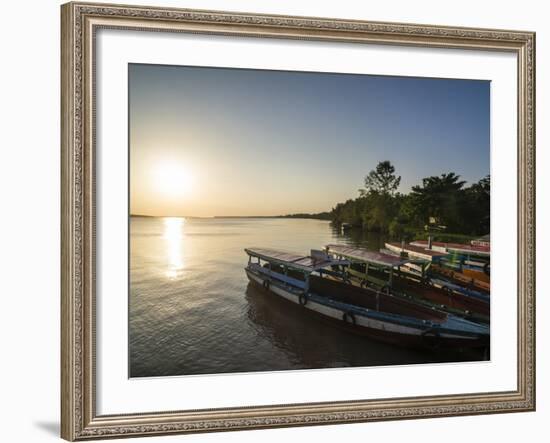 Fishing Boats at Sunset on the Suriname River Near Paramaribo, Surinam, South America-Michael Runkel-Framed Photographic Print