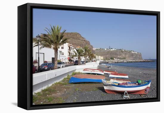 Fishing Boats at the Beach, Playa De Santiago, La Gomera, Canary Islands, Spain, Atlantic, Europe-Markus Lange-Framed Premier Image Canvas