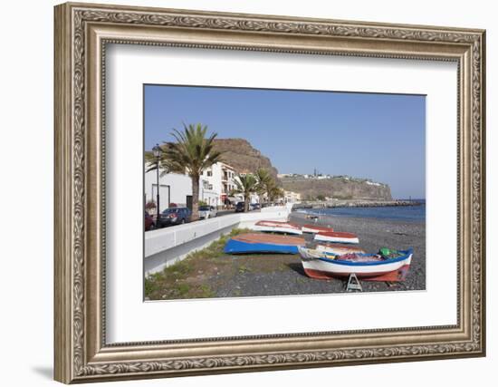 Fishing Boats at the Beach, Playa De Santiago, La Gomera, Canary Islands, Spain, Atlantic, Europe-Markus Lange-Framed Photographic Print