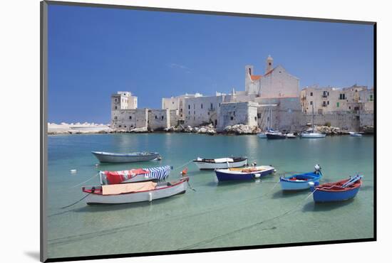 Fishing boats at the harbour, old town with cathedral, Giovinazzo, Bari district, Puglia, Italy, Me-Markus Lange-Mounted Photographic Print