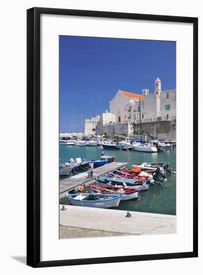 Fishing Boats at the Harbour, Old Town with Cathedral, Giovinazzo, Bari District, Puglia-Markus Lange-Framed Photographic Print