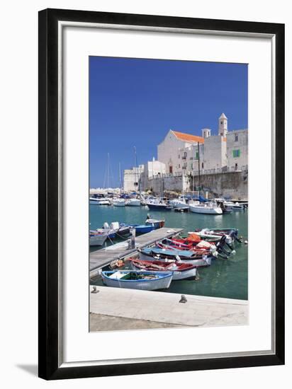 Fishing Boats at the Harbour, Old Town with Cathedral, Giovinazzo, Bari District, Puglia-Markus Lange-Framed Photographic Print