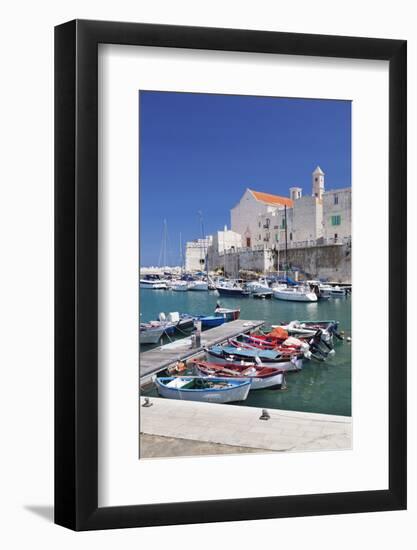 Fishing Boats at the Harbour, Old Town with Cathedral, Giovinazzo, Bari District, Puglia-Markus Lange-Framed Photographic Print
