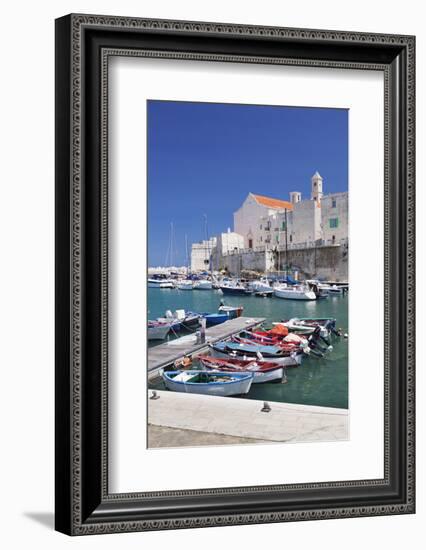 Fishing Boats at the Harbour, Old Town with Cathedral, Giovinazzo, Bari District, Puglia-Markus Lange-Framed Photographic Print