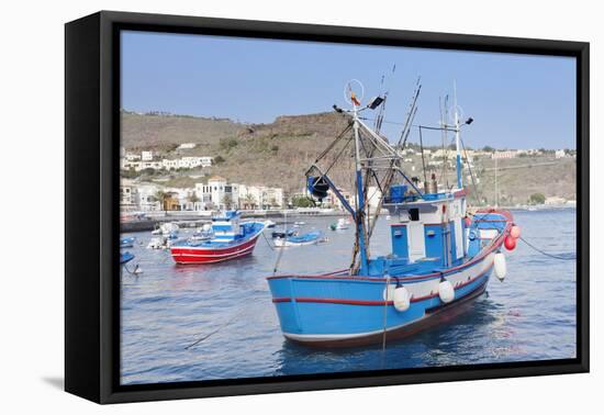 Fishing Boats at the Harbour, Playa De Santiago, La Gomera, Canary Islands, Spain, Atlantic, Europe-Markus Lange-Framed Premier Image Canvas