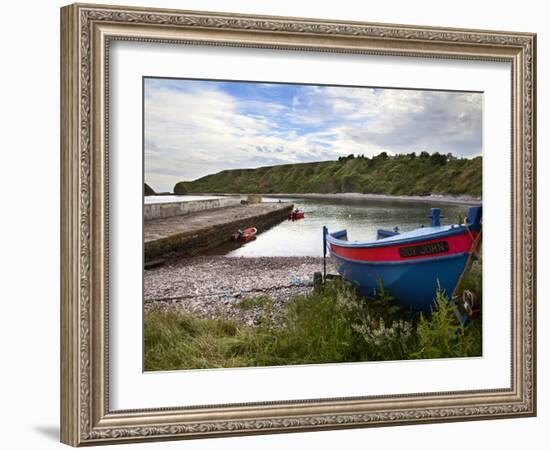 Fishing Boats at the Pier, Catterline, Aberdeenshire, Scotland, United Kingdom, Europe-Mark Sunderland-Framed Photographic Print