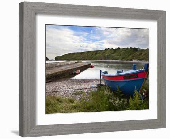 Fishing Boats at the Pier, Catterline, Aberdeenshire, Scotland, United Kingdom, Europe-Mark Sunderland-Framed Photographic Print