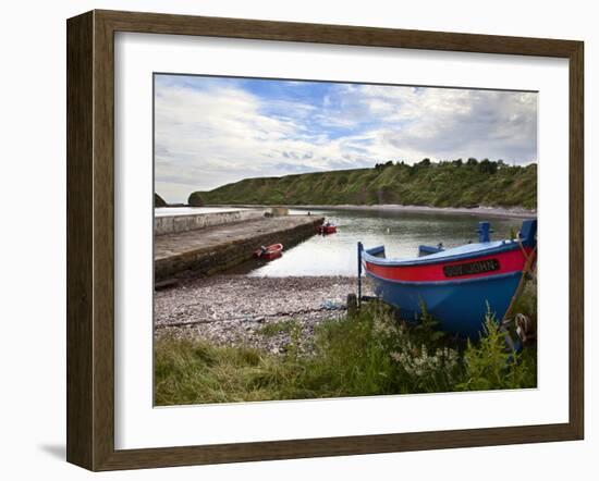 Fishing Boats at the Pier, Catterline, Aberdeenshire, Scotland, United Kingdom, Europe-Mark Sunderland-Framed Photographic Print