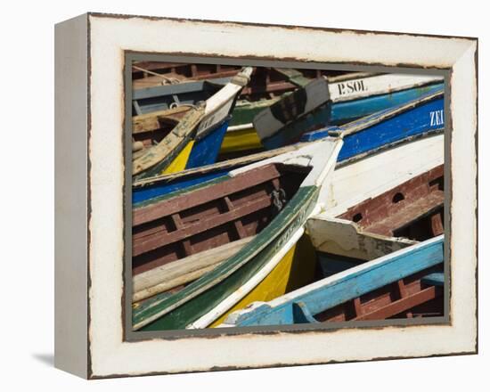 Fishing Boats at the Port of Ponto Do Sol, Ribiera Grande, Santo Antao, Cape Verde Islands-R H Productions-Framed Premier Image Canvas