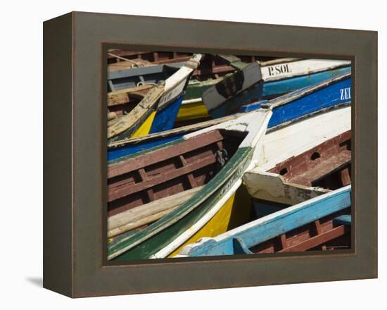 Fishing Boats at the Port of Ponto Do Sol, Ribiera Grande, Santo Antao, Cape Verde Islands-R H Productions-Framed Premier Image Canvas