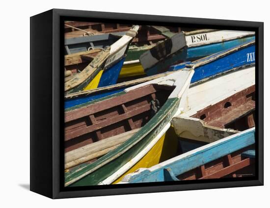 Fishing Boats at the Port of Ponto Do Sol, Ribiera Grande, Santo Antao, Cape Verde Islands-R H Productions-Framed Premier Image Canvas