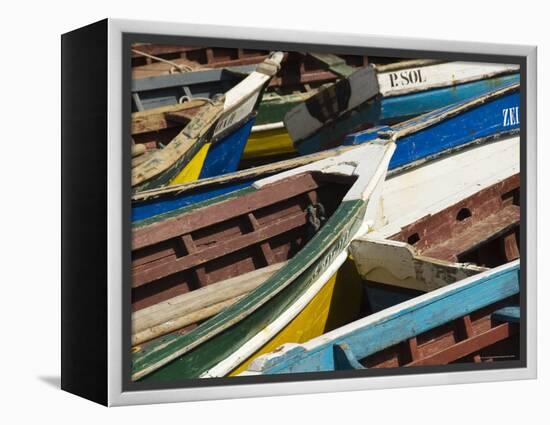 Fishing Boats at the Port of Ponto Do Sol, Ribiera Grande, Santo Antao, Cape Verde Islands-R H Productions-Framed Premier Image Canvas