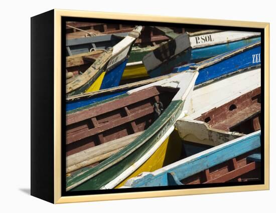 Fishing Boats at the Port of Ponto Do Sol, Ribiera Grande, Santo Antao, Cape Verde Islands-R H Productions-Framed Premier Image Canvas