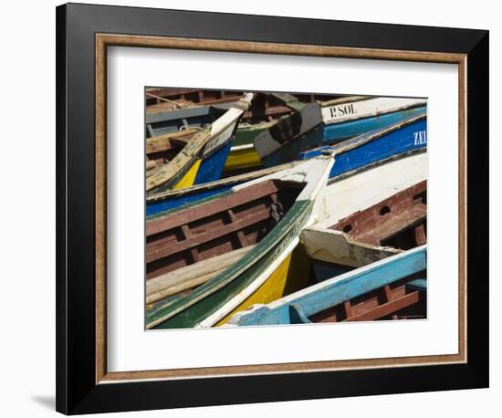 Fishing Boats at the Port of Ponto Do Sol, Ribiera Grande, Santo Antao, Cape Verde Islands-R H Productions-Framed Photographic Print