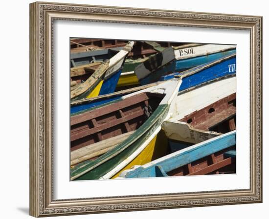 Fishing Boats at the Port of Ponto Do Sol, Ribiera Grande, Santo Antao, Cape Verde Islands-R H Productions-Framed Photographic Print