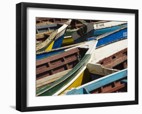 Fishing Boats at the Port of Ponto Do Sol, Ribiera Grande, Santo Antao, Cape Verde Islands-R H Productions-Framed Photographic Print